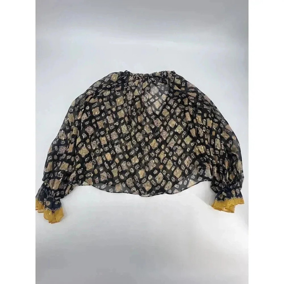 $477 Ulla Johnson Multicolor Printed Long Sleeve V Neck Nailah Blouse Top Sz Xs - Picture 9 of 16